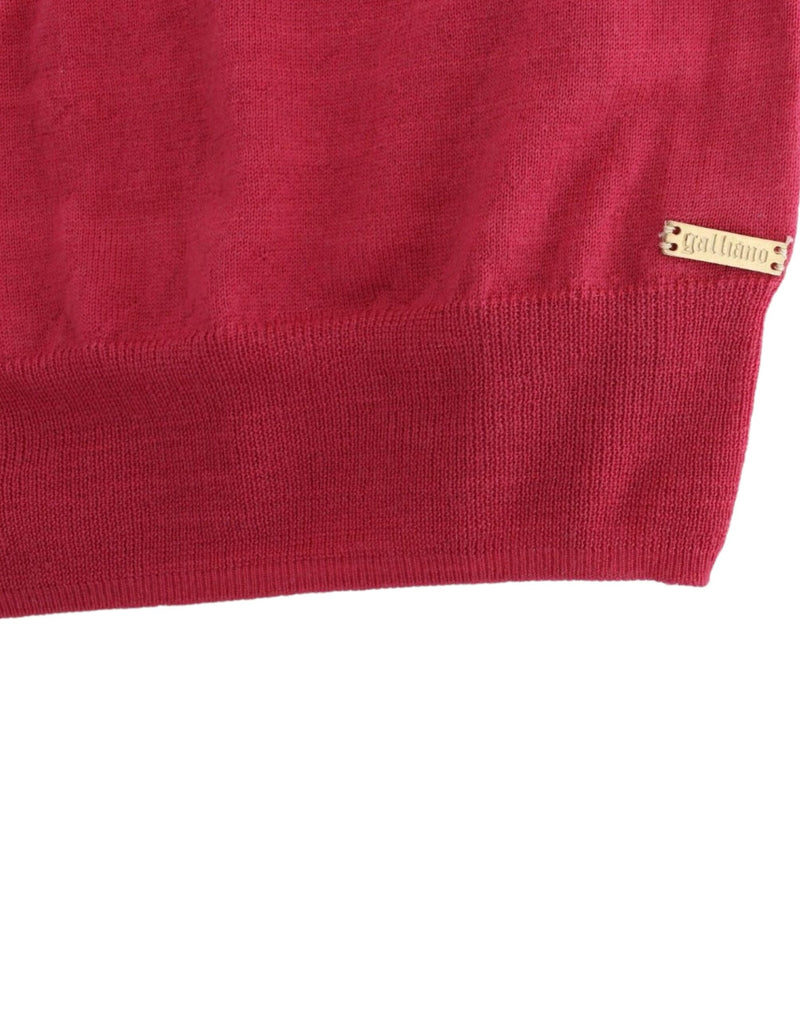 Elegant Pink Sleeveless Wool Knit Top John Galliano