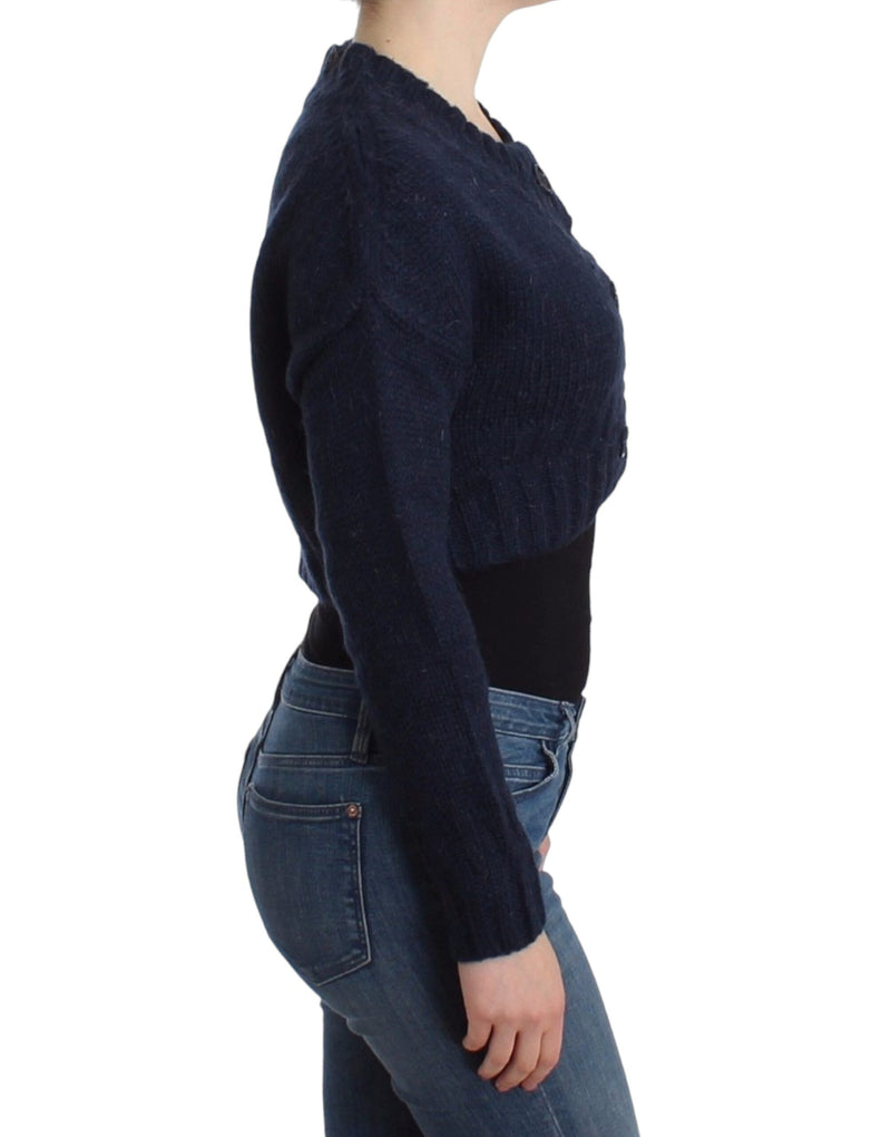 Chic Cropped Blue Cardigan John Galliano