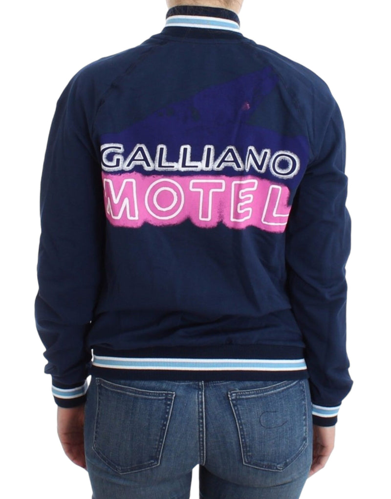 Chic Blue Zip Cardigan with Logo Detail John Galliano
