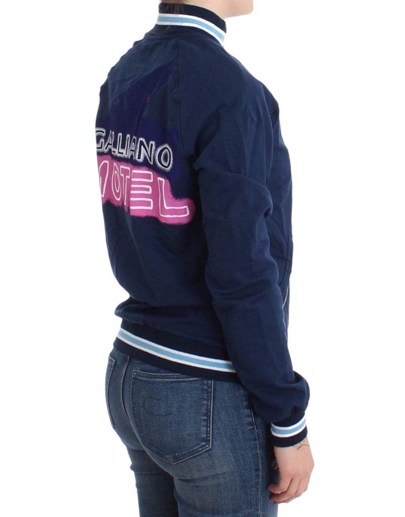 Chic Blue Zip Cardigan with Logo Detail John Galliano