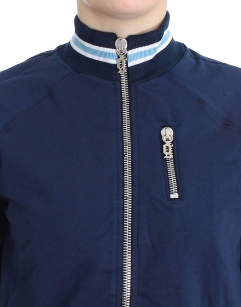 Chic Blue Zip Cardigan with Logo Detail John Galliano