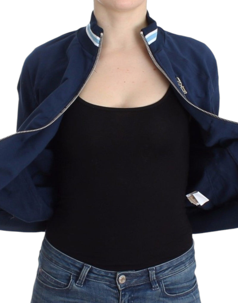 Chic Blue Zip Cardigan with Logo Detail John Galliano