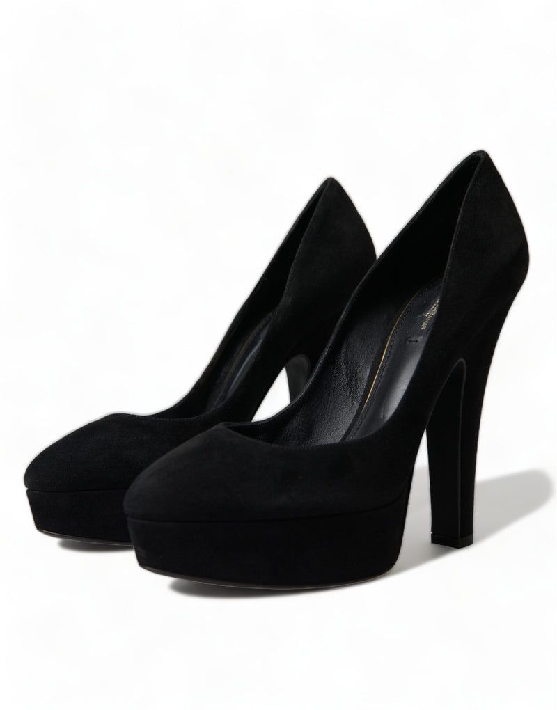 Black Suede Heeled Pumps Sophistication Dolce & Gabbana