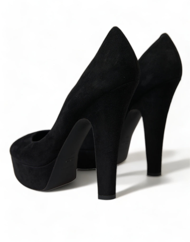 Black Suede Heeled Pumps Sophistication Dolce & Gabbana