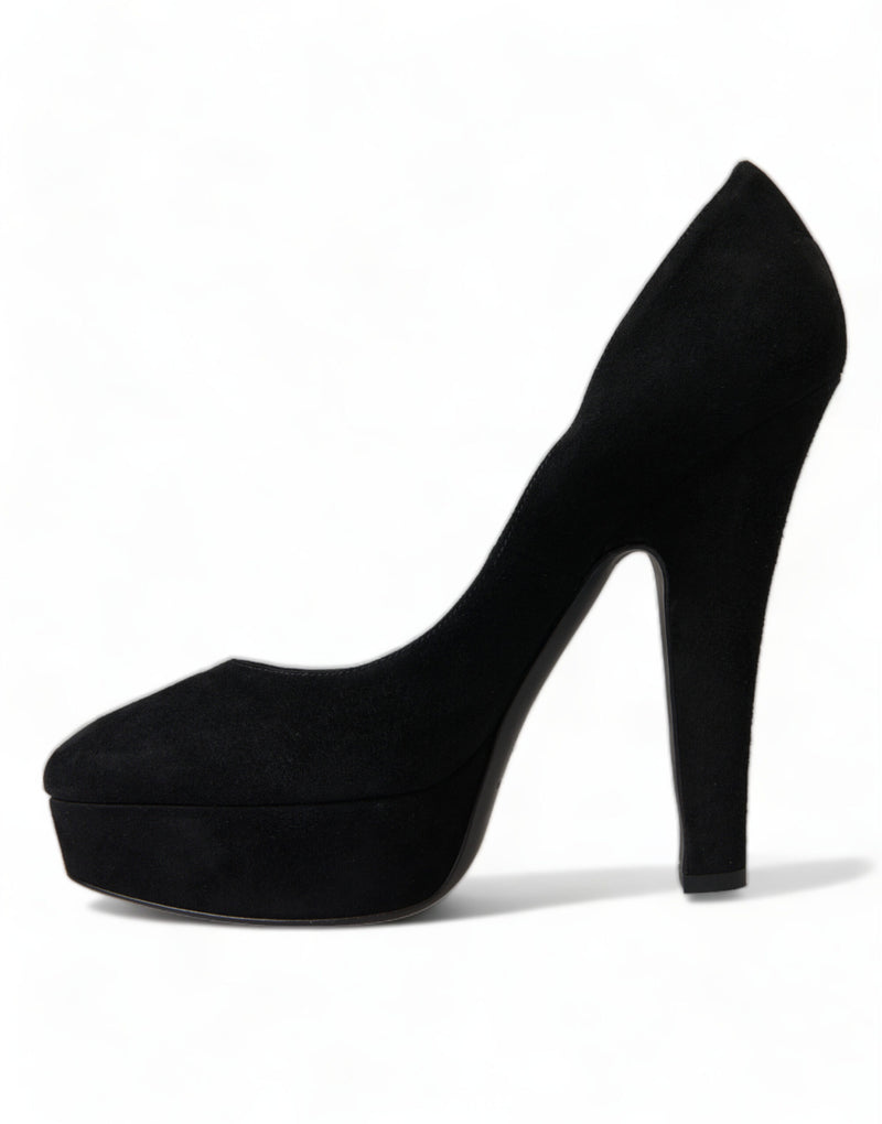 Black Suede Heeled Pumps Sophistication Dolce & Gabbana