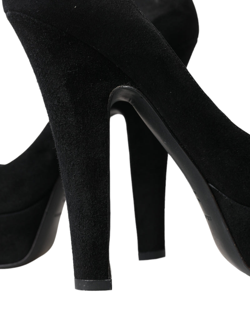 Black Suede Heeled Pumps Sophistication Dolce & Gabbana