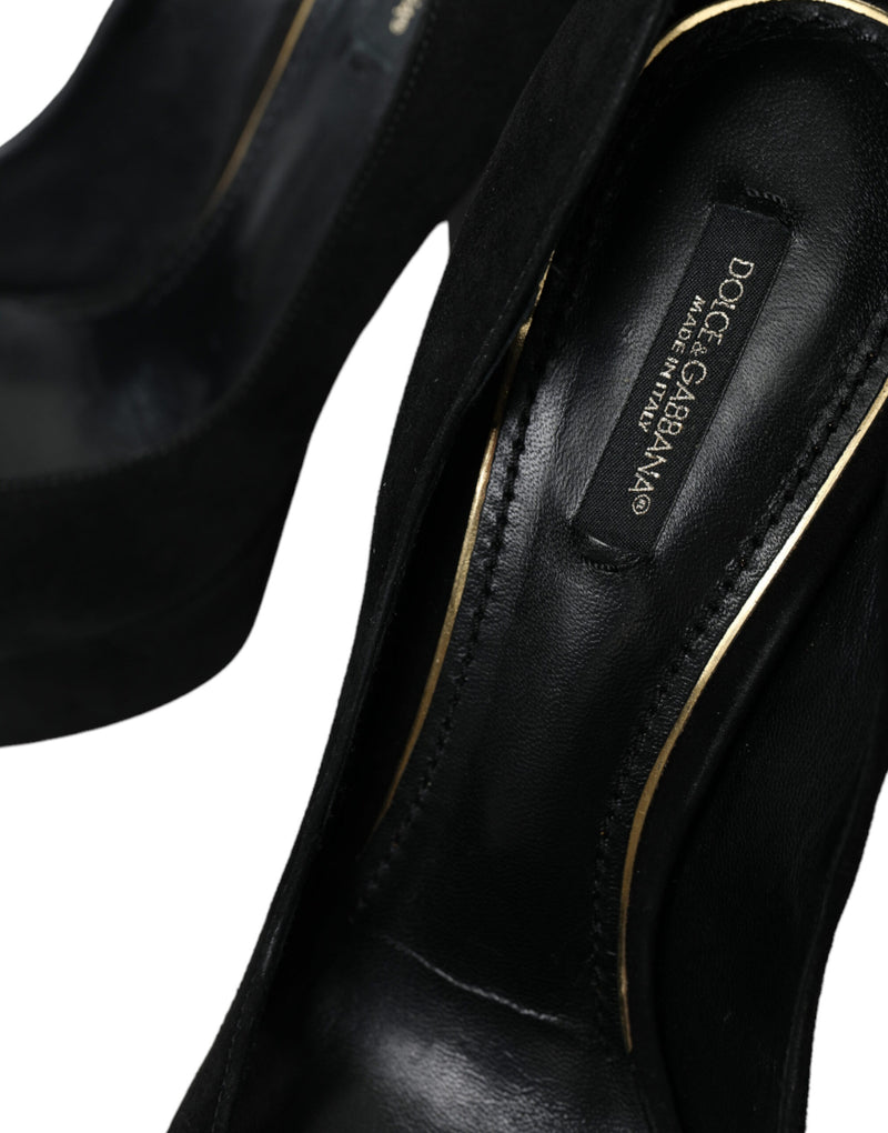 Black Suede Heeled Pumps Sophistication Dolce & Gabbana