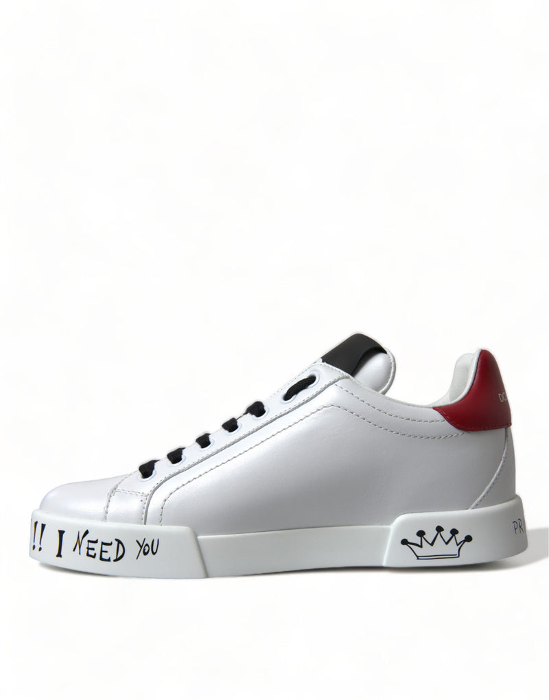 Chic White Portofino Leather Sneakers Dolce & Gabbana