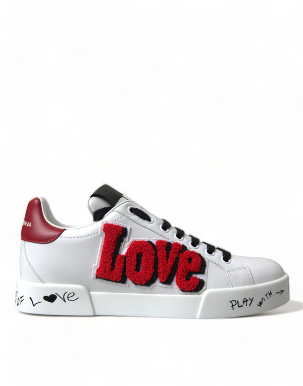 Chic White Portofino Leather Sneakers Dolce & Gabbana