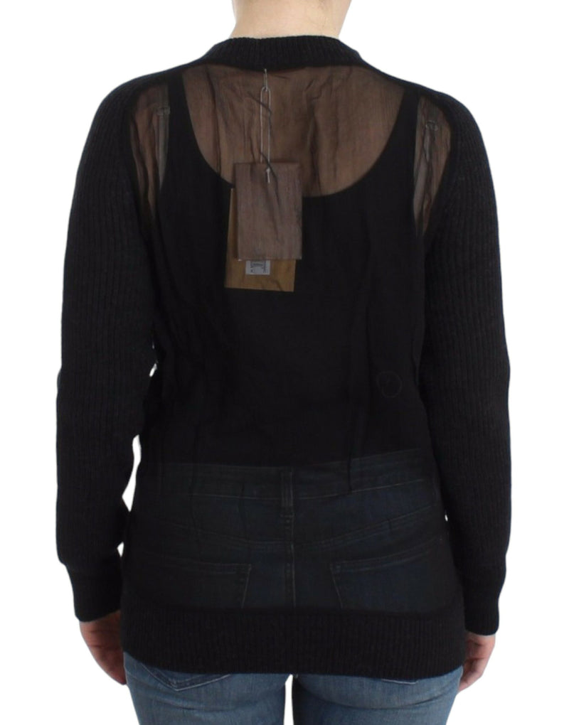 Chic Transparent Back Woolen Cardigan John Galliano