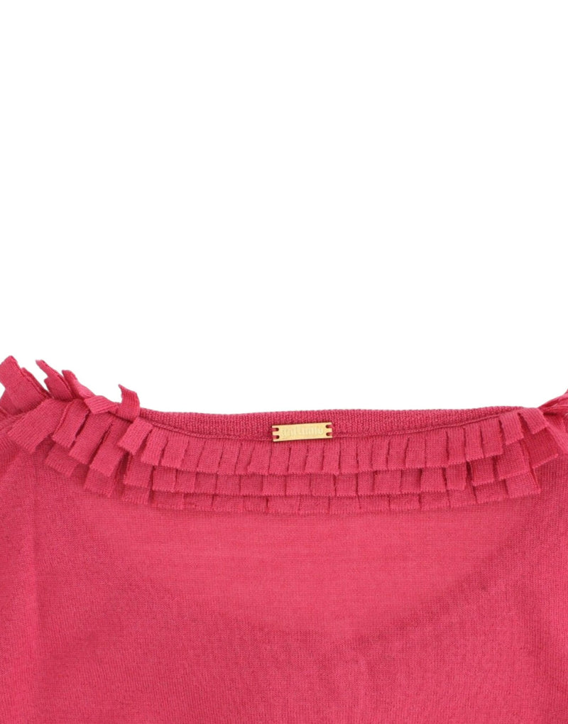 Ruffle Detail Wool Cardigan in Pink John Galliano