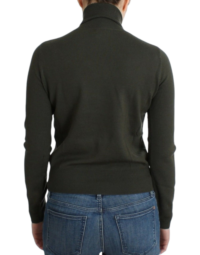 Chic Green Turtleneck Virgin Wool Sweater John Galliano