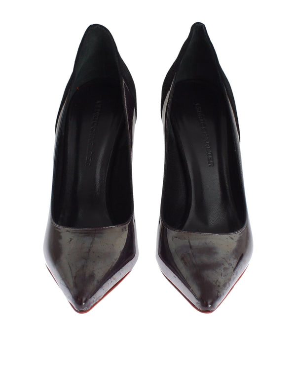 Chic Metallic Gray Leather Pumps Cédric Charlier