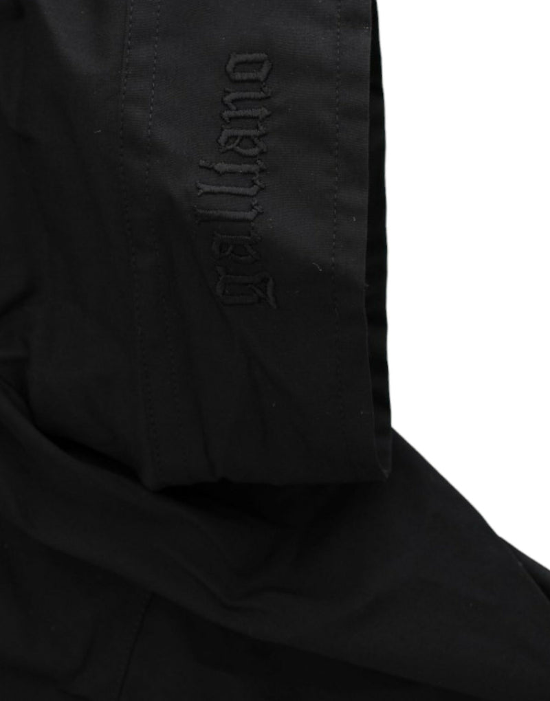 Elegant Black Cotton Stretch Shortsleeve Blouse John Galliano