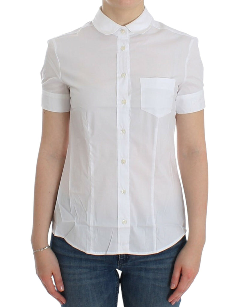 Chic White Cotton Blend Shortsleeve Blouse John Galliano