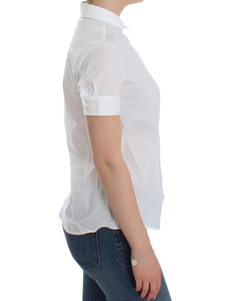 Chic White Cotton Blend Shortsleeve Blouse John Galliano