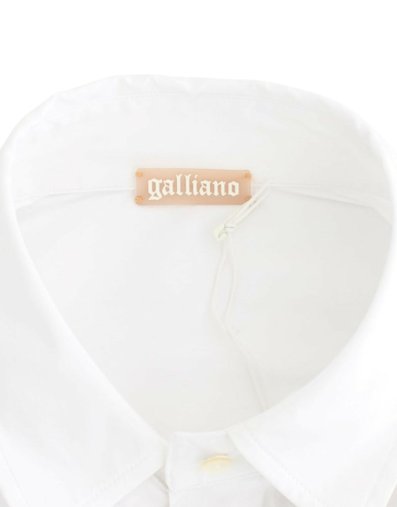 Chic White Cotton Blend Shortsleeve Blouse John Galliano