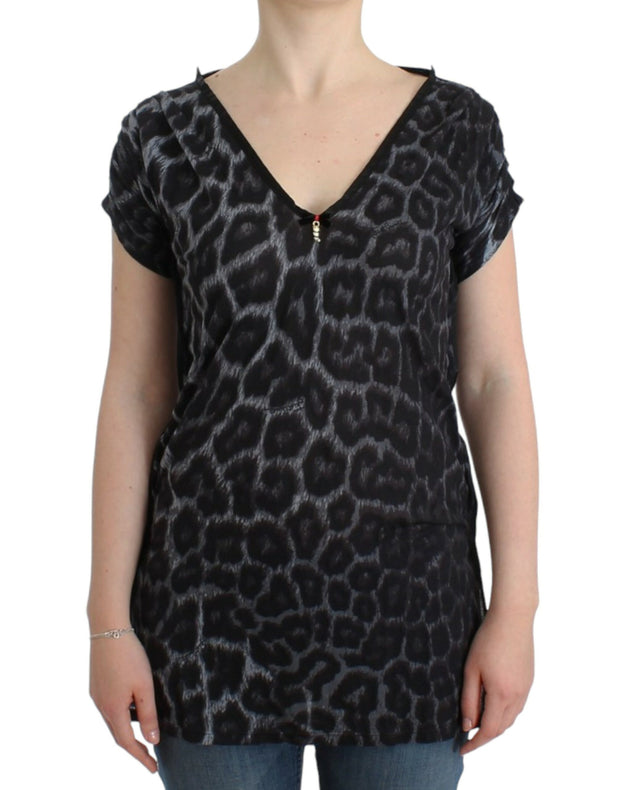 Sultry Leopard V-Neck Modal Top Cavalli