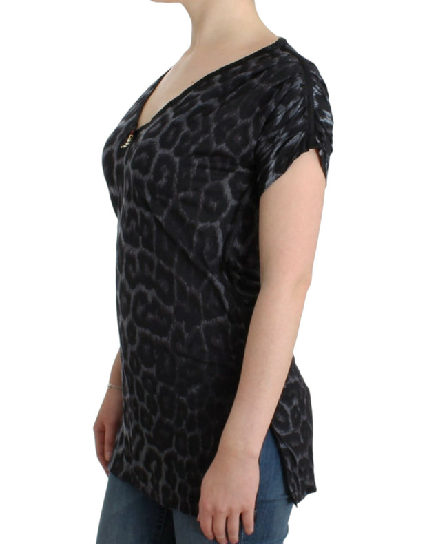 Sultry Leopard V-Neck Modal Top Cavalli