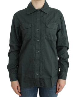 Elegant Gray Cotton Button Down Shirt Cavalli