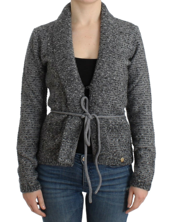 Elegant Gray Wool Blend Cardigan Cavalli