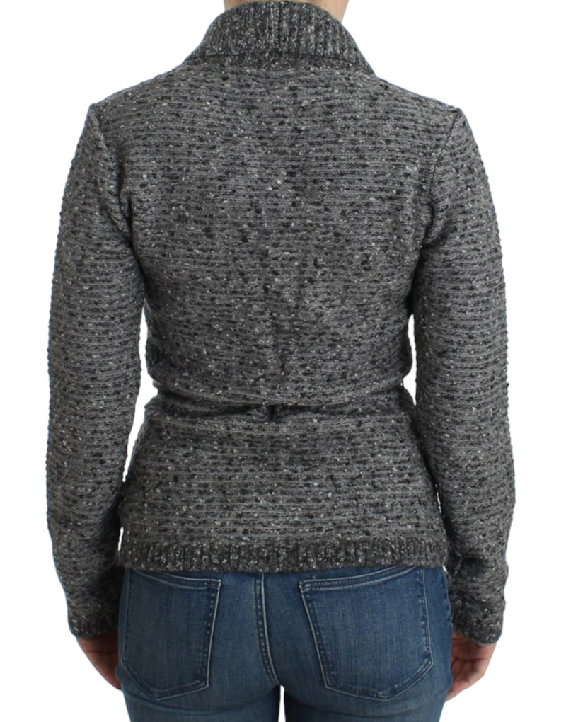 Elegant Gray Wool Blend Cardigan Cavalli