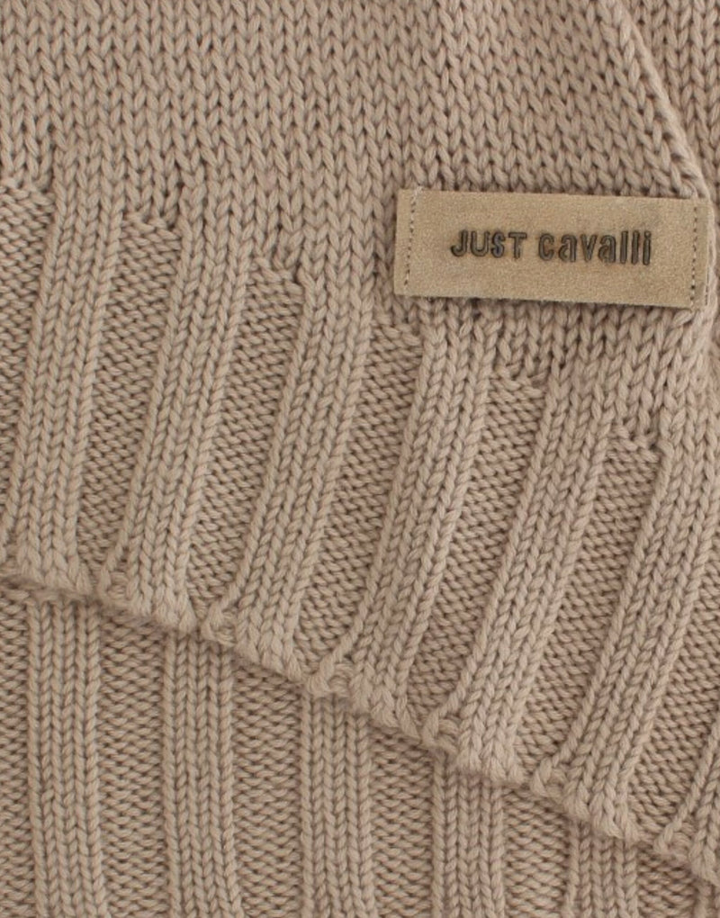 Elegant Beige Knitted Crew Neck Sweater Cavalli