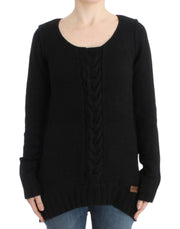 Alluring Black Knitted Crew Neck Sweater Cavalli