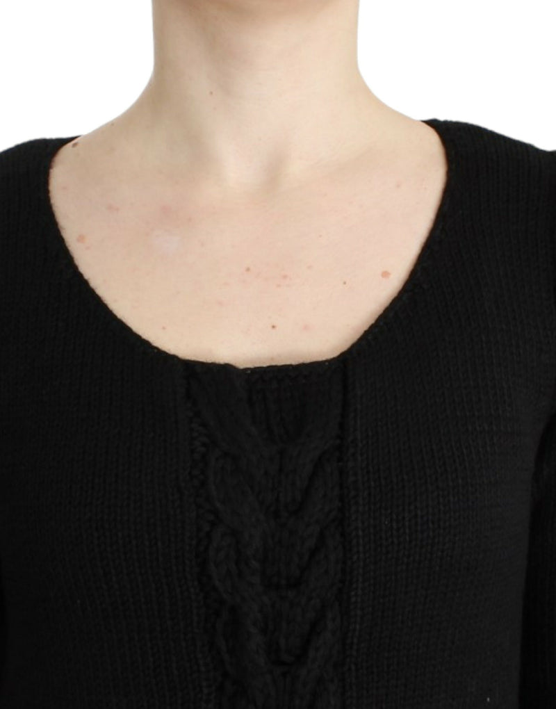 Alluring Black Knitted Crew Neck Sweater Cavalli