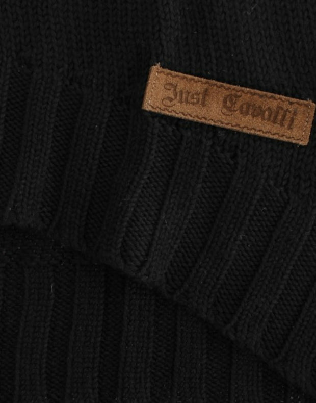 Alluring Black Knitted Crew Neck Sweater Cavalli