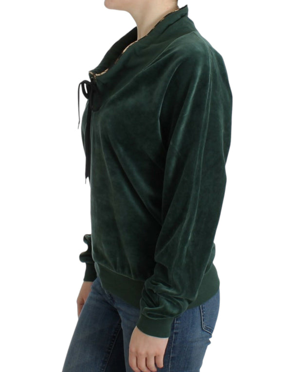 Elegant Green Mock Sweater with Rhinestone Detail Cavalli