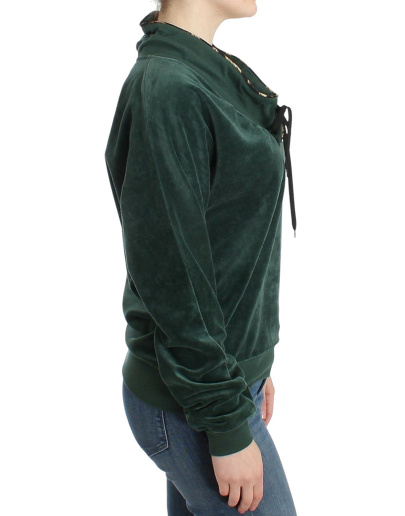 Elegant Green Mock Sweater with Rhinestone Detail Cavalli