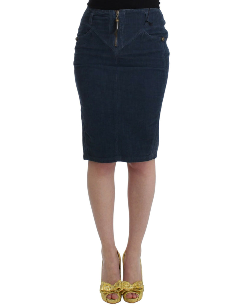 Elegant Blue Pencil Skirt Cavalli