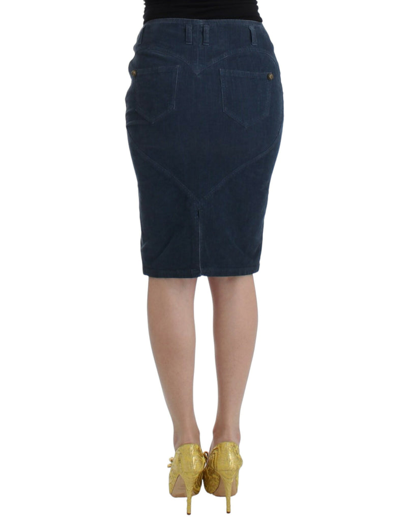 Elegant Blue Pencil Skirt Cavalli