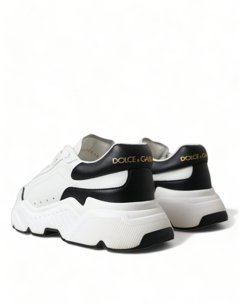 Chic Black & White Daymaster Leather Sneakers Dolce & Gabbana