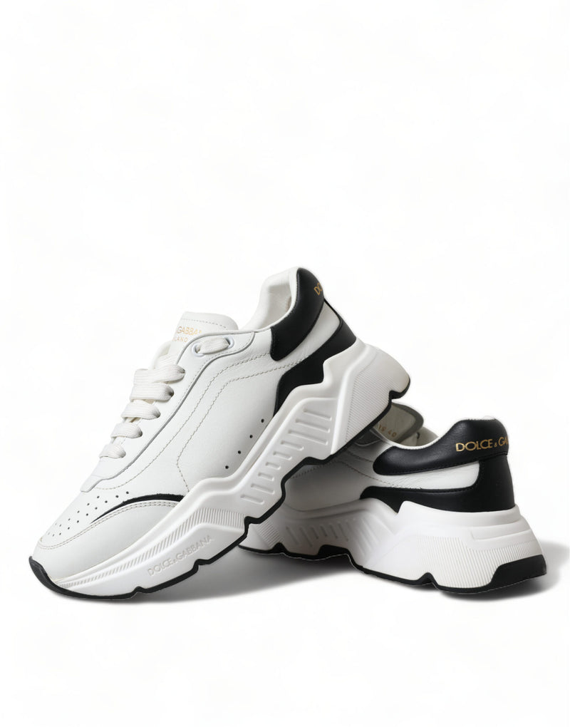 Chic Black & White Daymaster Leather Sneakers Dolce & Gabbana