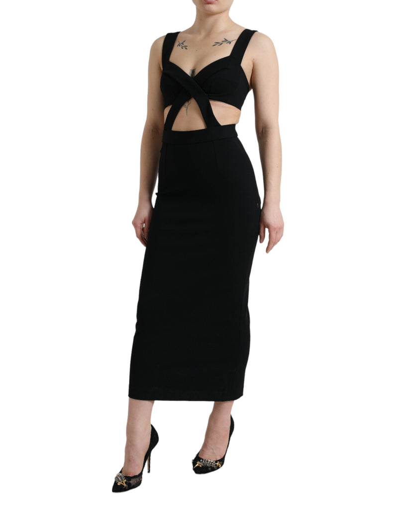 Glamorous Black Bodycon Midi Dress Dolce & Gabbana