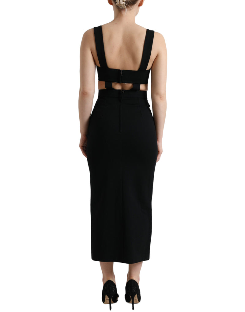 Glamorous Black Bodycon Midi Dress Dolce & Gabbana