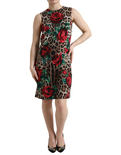 Elegant Leopard Floral A-Line Dress Dolce & Gabbana