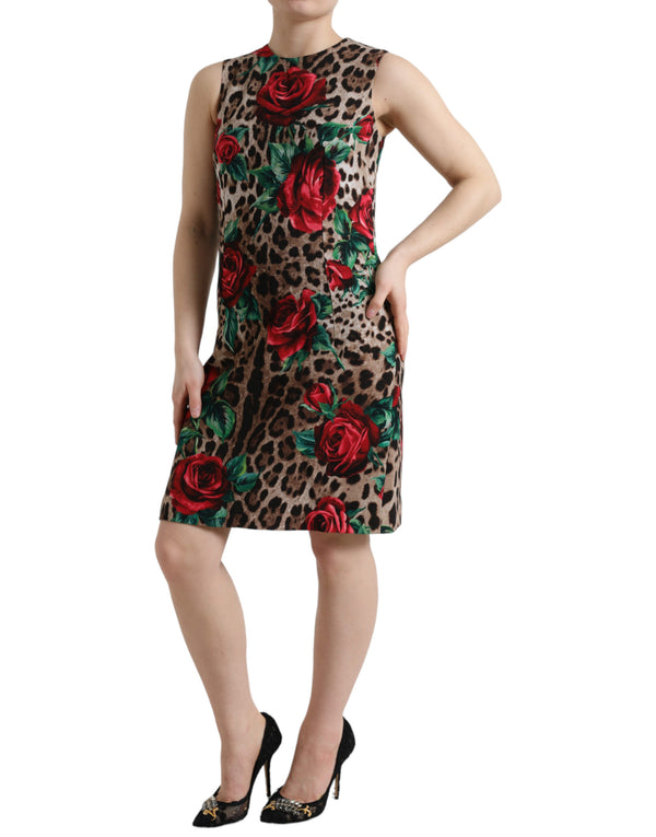 Elegant Leopard Floral A-Line Dress Dolce & Gabbana