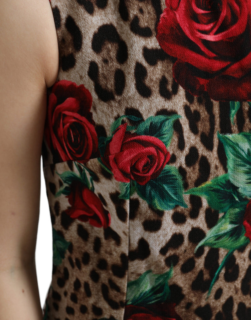 Elegant Leopard Floral A-Line Dress Dolce & Gabbana