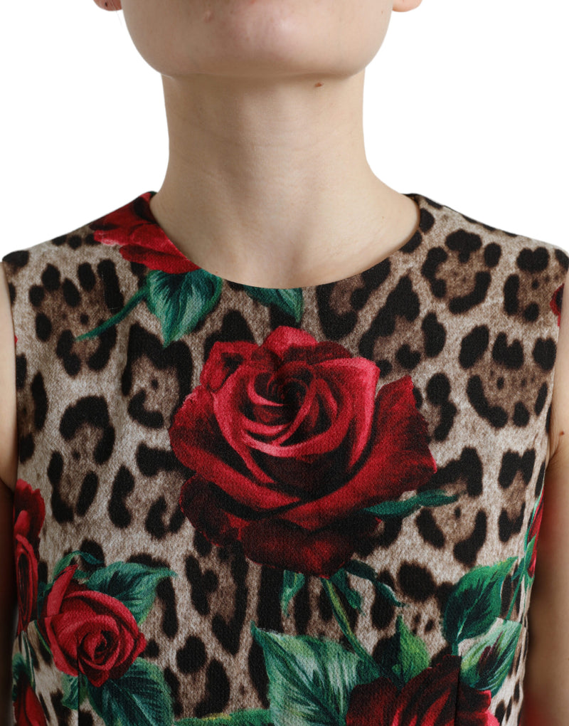 Elegant Leopard Floral A-Line Dress Dolce & Gabbana