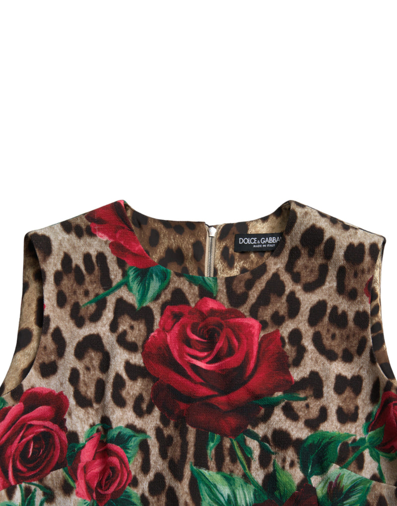 Elegant Leopard Floral A-Line Dress Dolce & Gabbana