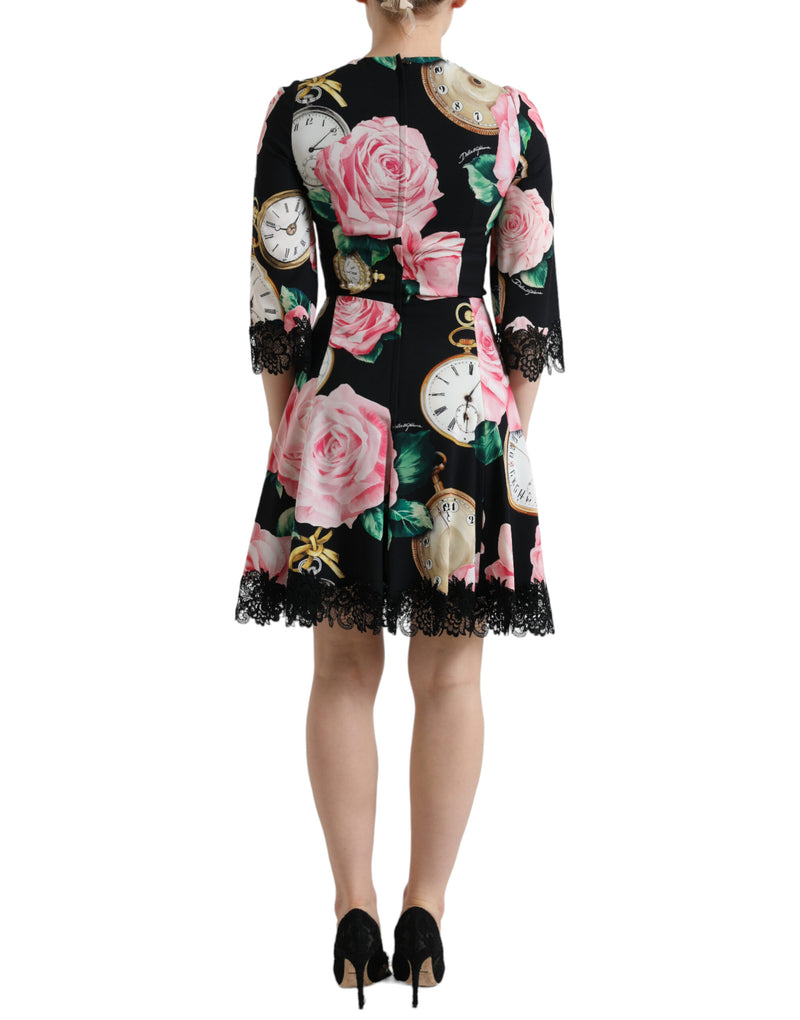 Enchanting Floral A-Line Dress with Sequined Detail Dolce & Gabbana