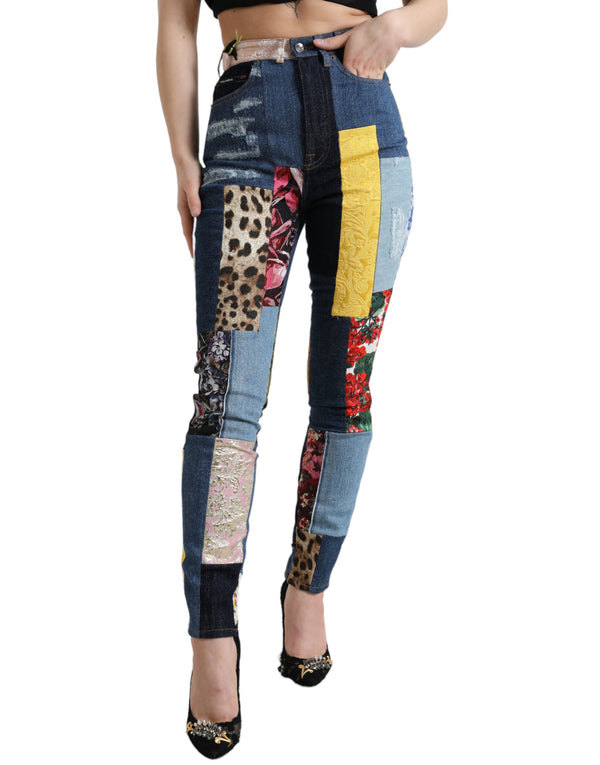 Vibrant Patchwork Skinny Jeans Dolce & Gabbana