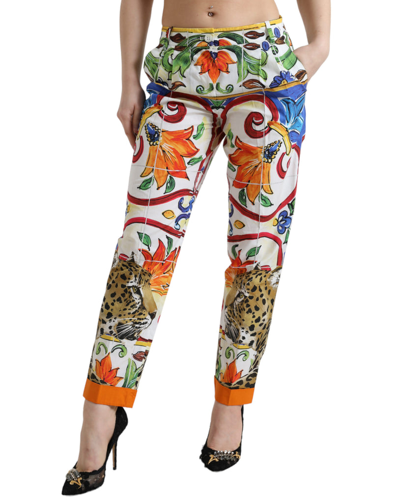 Majolica Print Tapered Cotton Pants Dolce & Gabbana