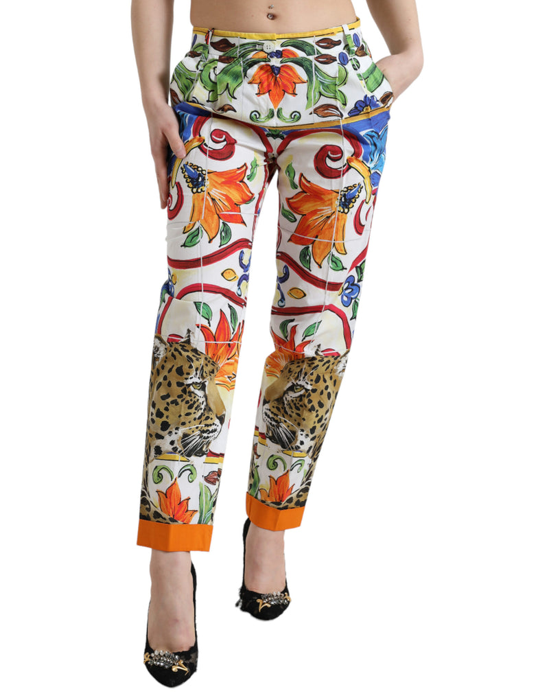 Majolica Print Tapered Cotton Pants Dolce & Gabbana