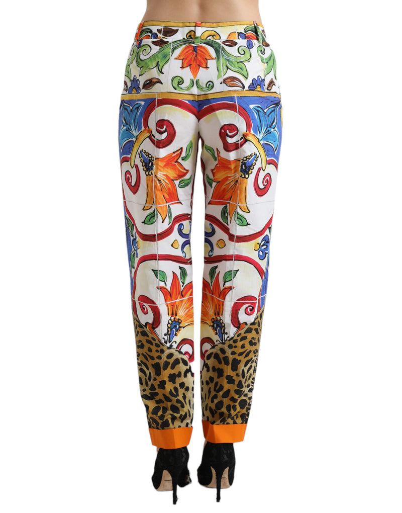 Majolica Print Tapered Cotton Pants Dolce & Gabbana