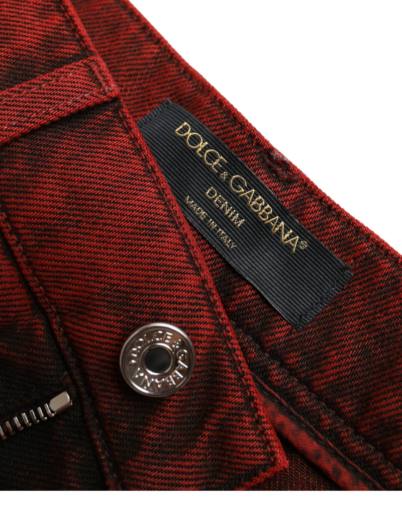 High Waist Red Denim Hot Pants Shorts Dolce & Gabbana