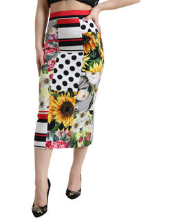 Glamorous High Waist Patchwork Midi Skirt Dolce & Gabbana